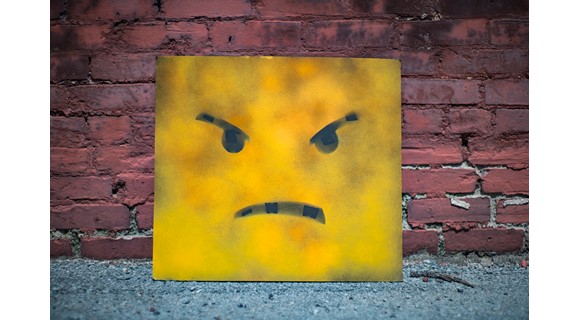 Angry square face yellow emoji